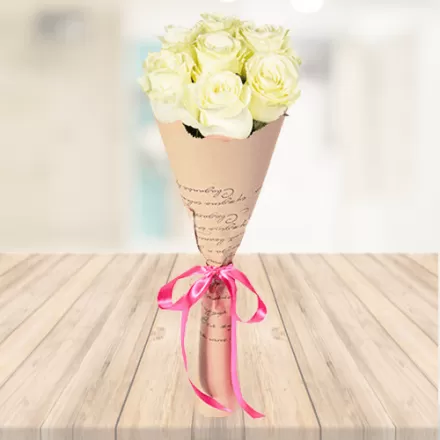 7 White Roses Bouquet