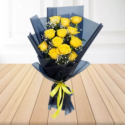12 Yellow Roses Bouquet