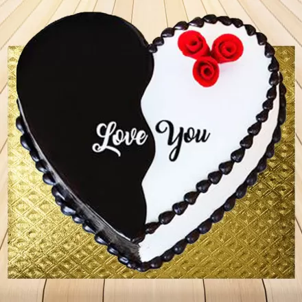 Choco Vanilla Heart Shape Cake