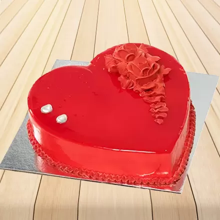 Lovely Heart Shape Strawberry Cake