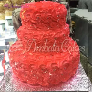 3-Tier Rose Cake Delivered in Mullana