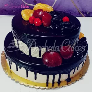 Anniversary Dark Chocolate 2 Tier Cake Delivered in Yamuna Nagar
