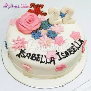 Fondant Flowers Cake Delivered in Ambala City