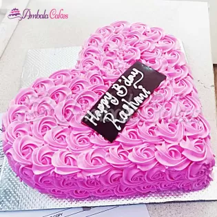 Heart Shape Vanilla Rose Cake delivered in Yamuna Nagar