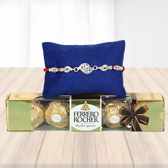Rakhi With Ferrero Rocher Pack